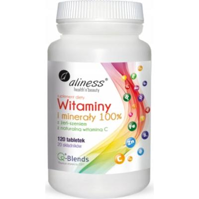 Aliness Witaminy i Minerały 100% Wit C Cynk Suplement Diety 120 Kapsułek