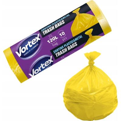 Vortex Plastik Metal Worki Na Śmieci Mocne Żółte Do Segregacji 120L 10 Szt