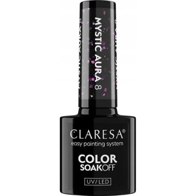 Claresa Lakier Hybrydowy Do Paznokci Czarny z Drobinkami Mystic Aura 8 5g