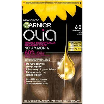 Garnier Olia Trwała Farba Do Włosów Bez Amoniaku z Olejkami 6.0 Jasny Brąz