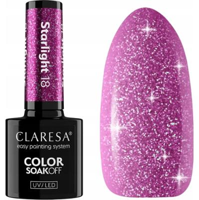 Claresa Lakier Hybrydowy Do Paznokci Fioletowy z Drobinkami Starlight 18 5g