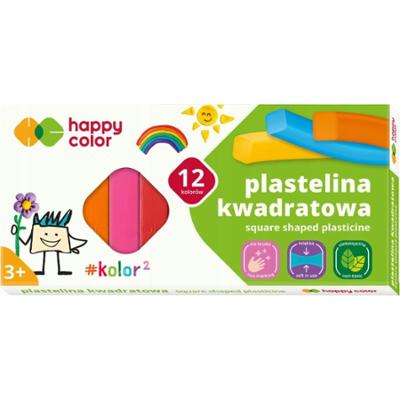 Happy Color Kwadratowa Plastelina Dla Dzieci Niebrudząca Zestaw 12 Kolorów