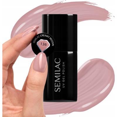 Semilac Lakier Hybrydowy Do Paznokci Creamy Muffin 136 Liliowy Beż 7ml