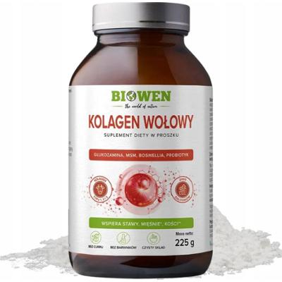Biowen Kolagen Wołowy w Proszku Do Picia Suplement Diety Stawy Kości 225g