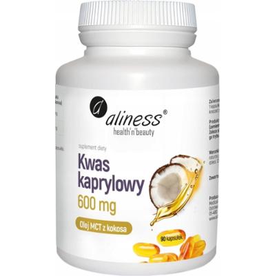 Aliness Kwas Kaprylowy 600mg Olej MCT z Kokosa Suplement Energia 90 Kaps