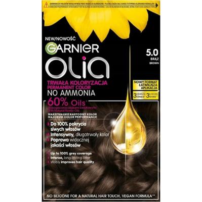 Garnier Olia Trwała Farba Do Włosów Bez Amoniaku z Olejkami 5.0 Brąz