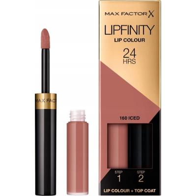 Max Factor Lipfinity 24H Trwała Pomadka Do Ust + Top Coat Roż Nude 160 Iced