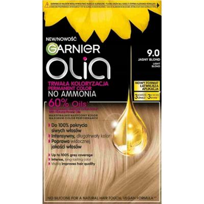 Garnier Olia Trwała Farba Do Włosów Bez Amoniaku z Olejkami 9.0 Jasny Blond