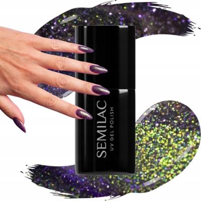Semilac Lakier Hybrydowy Do Paznokci Cyber Violet 825 Fiolet Drobinki 7ml