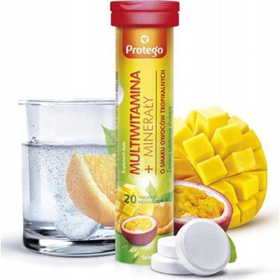Protego Multiwitamina+Minerały Suplement Diety Owoce Tropikalne 20 Tabletek