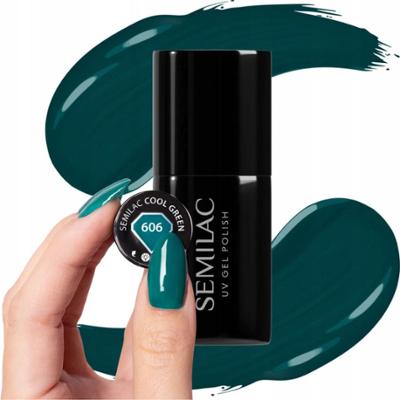Semilac Lakier Hybrydowy Do Paznokci Cool Green 606 Butelkowa Zieleń 7ml