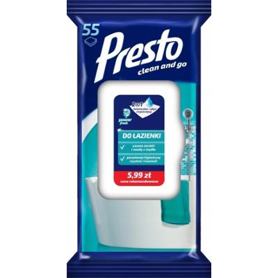 Presto Nawilżane Ściereczki Do Łazienki 55 Sztuk
