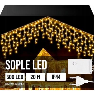 CoolStaff Lampki Sople Białe Choinkowe Świąteczne Zewnętrzne Ciepłe Blask 500 Led