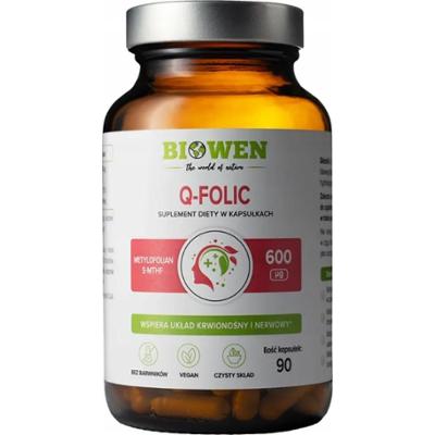 Biowen Q-Folic Kwas Foliowy Metylowany 5 MTHF Suplement Diety 90 Kapsułek