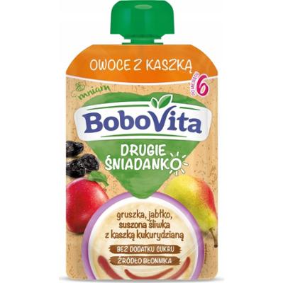 Bobovita Drugie Śniadanko Dla Dzieci Mus z Kaszką Gruszka Śliwka 6 Msc 100g