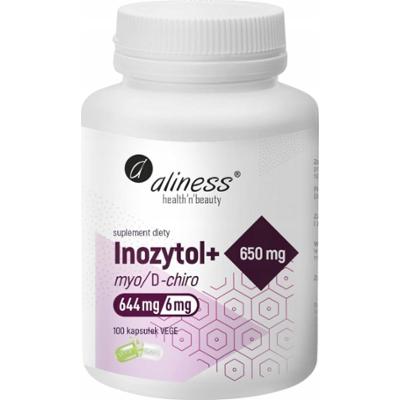 Aliness Inozytol+ Myo D-Chira 650mg Witamina B6 Suplement Ciąża 100 Kaps