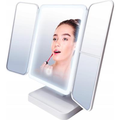 Lusterko Kosmetyczne Do Makijażu Rozkładane Podświetlane LED Premium Białe