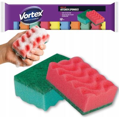 Vortex Gąbki Kuchenne Do Mycia Naczyń Zmywak Fala Dwustronne 10 Sztuk
