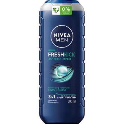 Nivea Men Fresh Kick 3w1 Męski Żel Pod Prysznic Szampon Do Włosów 500ml