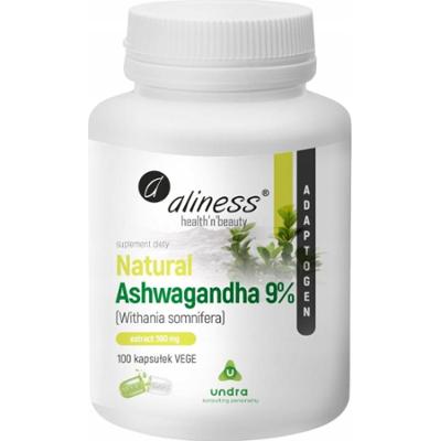 Aliness Natural Ashwagandha 9% 555mg Suplement Odporność Na Stres 100 Caps