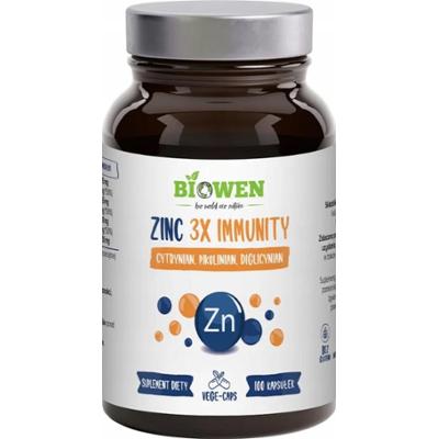 Biowen Zinc 3X Immunity Cynk Suplement Diety Odporność Wzrok 100 Kapsułek