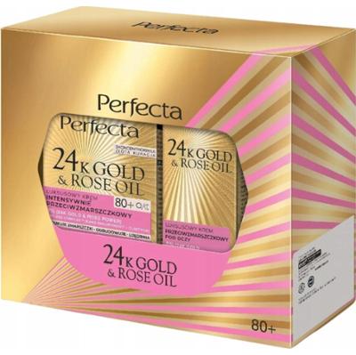 Perfecta 24k Gold Rose Oil Zestaw Kosmetyków Krem Do Twarzy i Pod Oczy 80+
