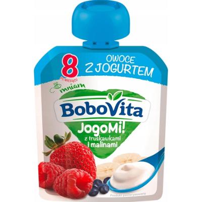 Bobovita JogoMi! Owoce z Jogurtem Dla Dzieci Jagody Truskawka Malina 80g Data Ważności 16.06.2025