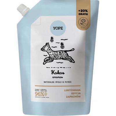 Yope Naturalne Mydło w Płynie Do Rąk Kokos i Ananas Zapas Doypack 600ml