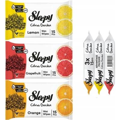 Sleepy Citrus Garden Odświeżające Chusteczki Nawilżane Cytrynowe 3x15szt