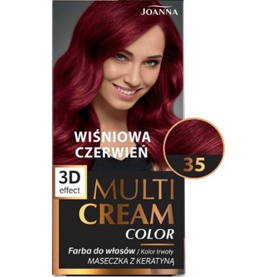 Joanna Multi Cream Color 3D Trwała Farba Do Włosów 35 Wiśniowa Czerwień