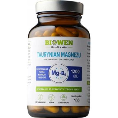 Biowen Taurynian Magnezu z Witaminą B6 Układ Nerwowy Zmęczenie 100 Kapsułek