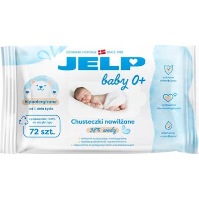 Jelp 0+ Chusteczki Nawilżane Dla Dzieci i Niemowląt 98% Wody 72 Sztuki