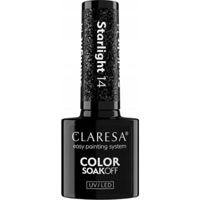 Claresa Lakier Hybrydowy Do Paznokci Czarny z Drobinkami Starlight 14 5g