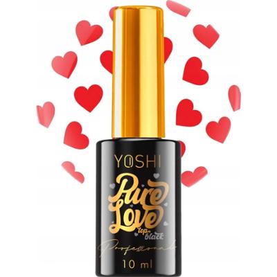 Yoshi Pure Love Top Do Paznokci z Drobinkami Bezbarwny Czerwone Serca 10ml