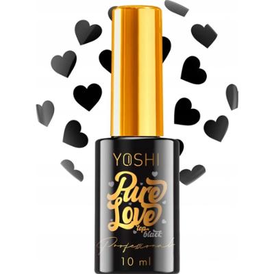Yoshi Pure Love Top Do Paznokci z Drobinkami Bezbarwny Czarne Serca 10ml