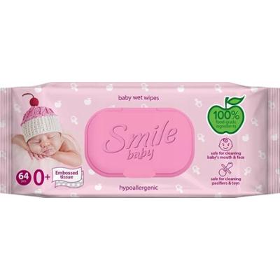 Smile Baby Ultrasoft Nawilżane Chusteczki Dla Niemowląt Karton 12 x 64 szt