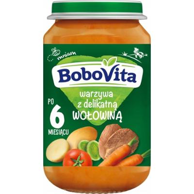 Bobovita Obiadek Dla Dzieci Warzywa z Delikatną Wołowiną Po 6 Miesiącu 190g