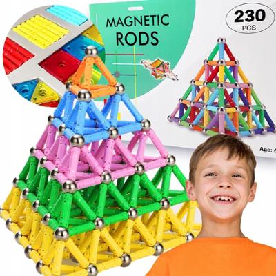 Klocki Magnetyczne Edukacyjne Konstrukcyjne Dla Dzieci Zestaw 230 Elementów