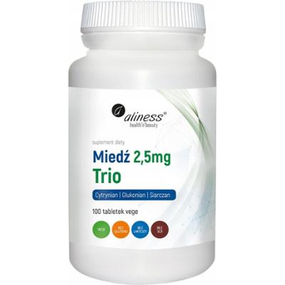 Aliness Miedź 2,5mg Trio Suplement Diety Odporność Włosy Skóra 100 Kaps