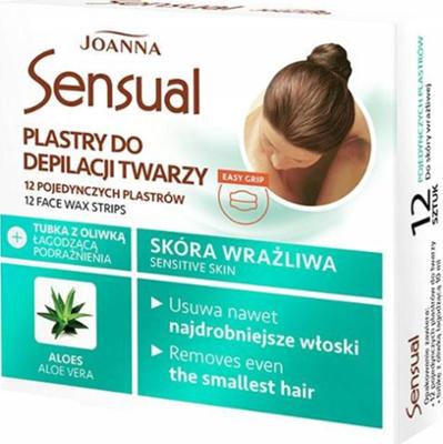 Joanna Sensual Plastry Do Depilacji Twarzy Skóra Wrażliwa 12 szt + Oliwka