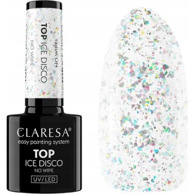 Claresa Top No Wipe Ice Disco Hybrydowy Bez Przemywania Bezbarwny Folia 5ml