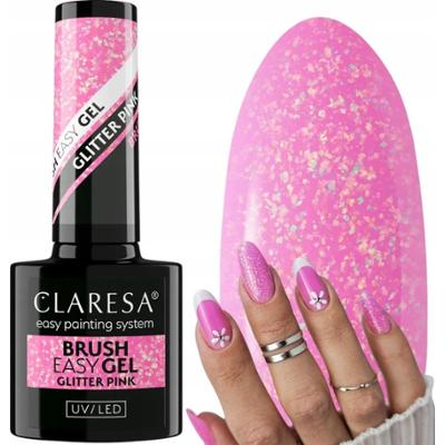 Claresa Brush Easy Gel Budujący Żel Do Paznokci Manicure Glitter Pink 5g