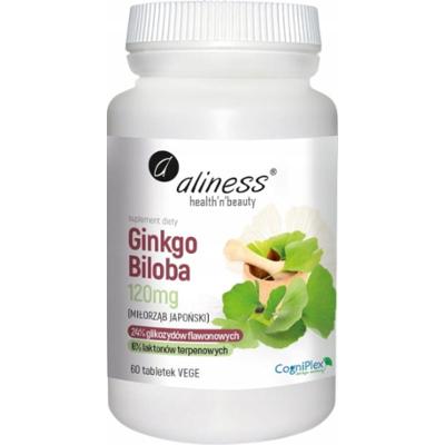 Aliness Ginkgo Biloba Miłorząb Japoński 120mg Suplement Diety 60 Kapsułek