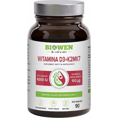 Biowen Witamina D3 + K2MK7 Suplement Diety Odporność Kości 90 Kapsułek
