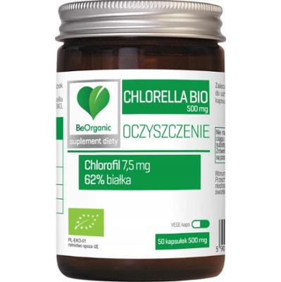 BeOrganic Chlorella Bio 500mg Wsparcie Oczyszczenia Organizmu 50 Kapsułek