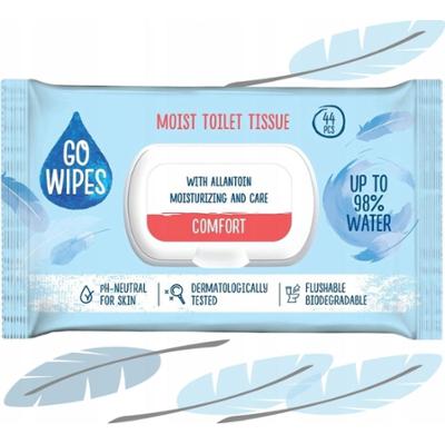 GoWipes Nawilżany Papier Toaletowy Comfort 98% Wody z Alantoiną 44 Sztuk