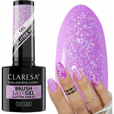 Claresa Brush Easy Gel Budujący Żel Do Paznokci Manicure Glitter Violet 5g
