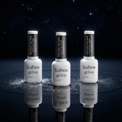 Top Hybrydowy z drobinkami Kabos Gelike Top Coat No Wipe Supernova 10 ml