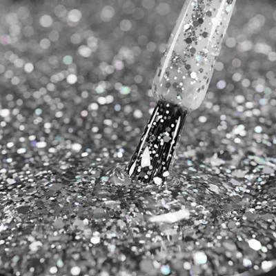Lakier hybrydowy Kabos Gelike 044 Starlight Silver z brokatem 8 ml
