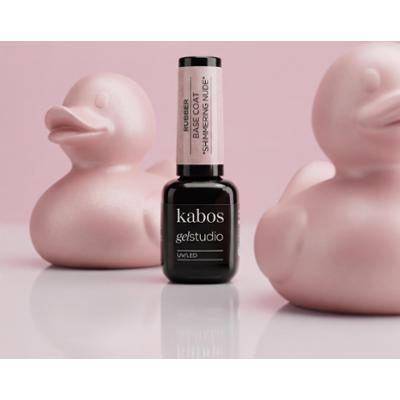Kolorowa baza hybrydowa Kabos Gelstudio Rubber Base Coat Shimmering Nude z brokatem 10 ml